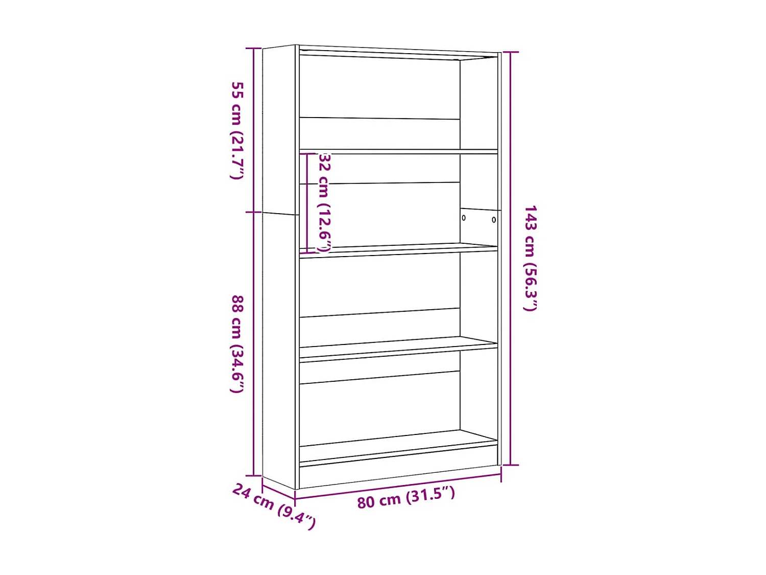 Estantería madera de ingeniería roble ahumado 60x24x176 cm