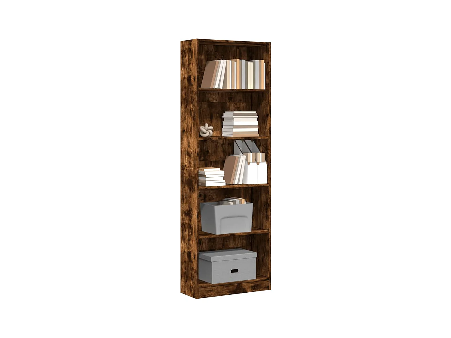 Libreria Rovere Fumo 60x24x176 cm in Legno Multistrato