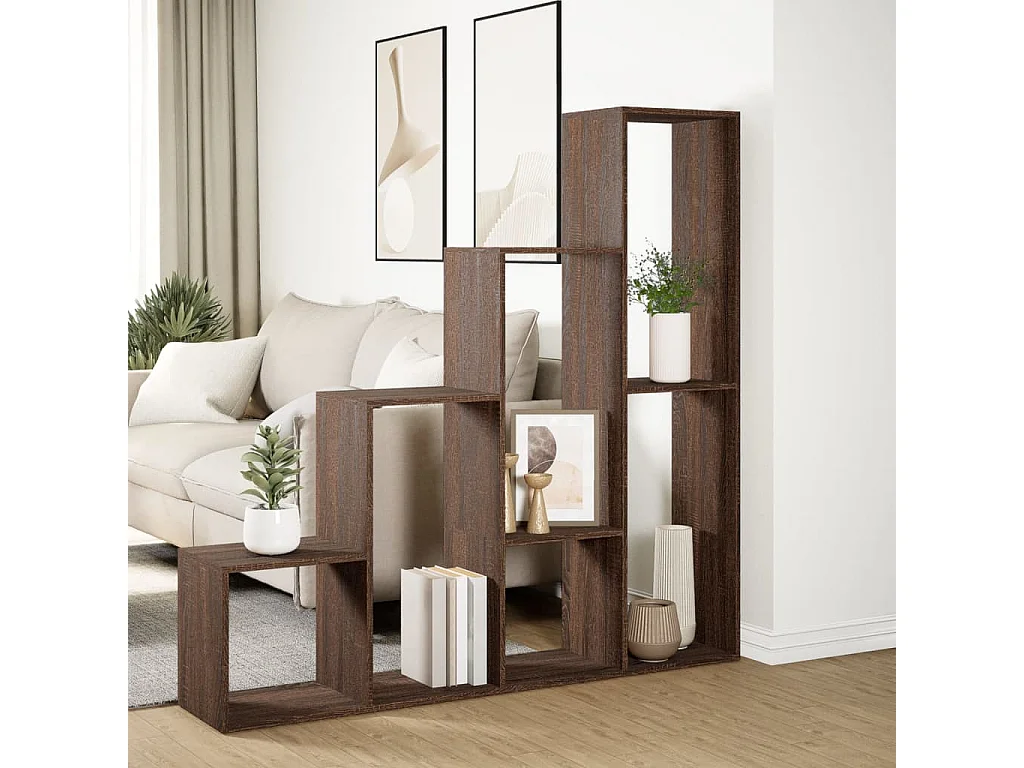 Étagère séparatrice de pièce 4 niveaux chêne marron