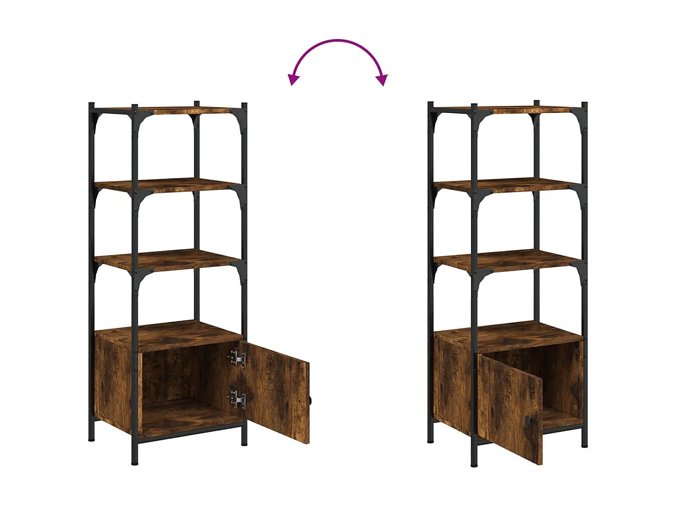 Bibliothèque à 3 niveaux chêne brun 41x30x109,5 cm