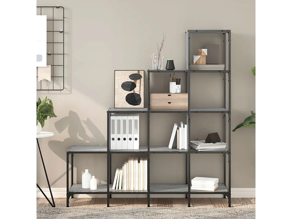 Bibliothèque sonoma gris 122x30x132 cm bois ingénierie et métal