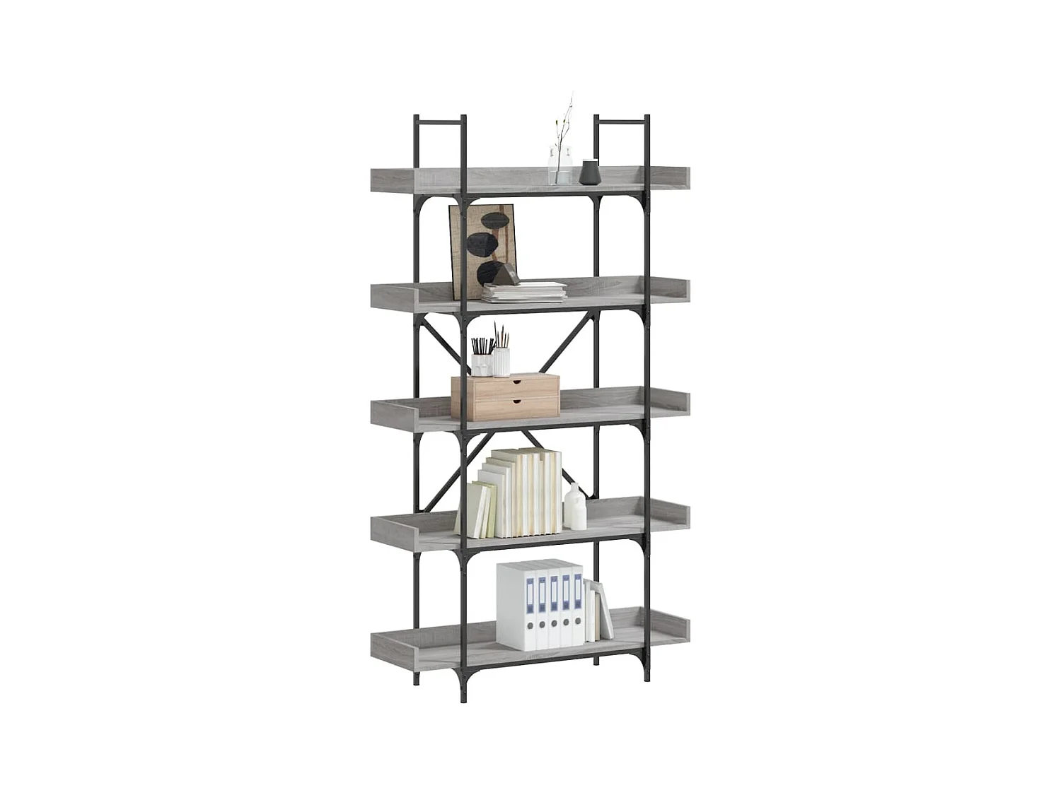Bücherregal 5 Böden Grau Sonoma 100x33x180,5 cm Holzwerkstoff