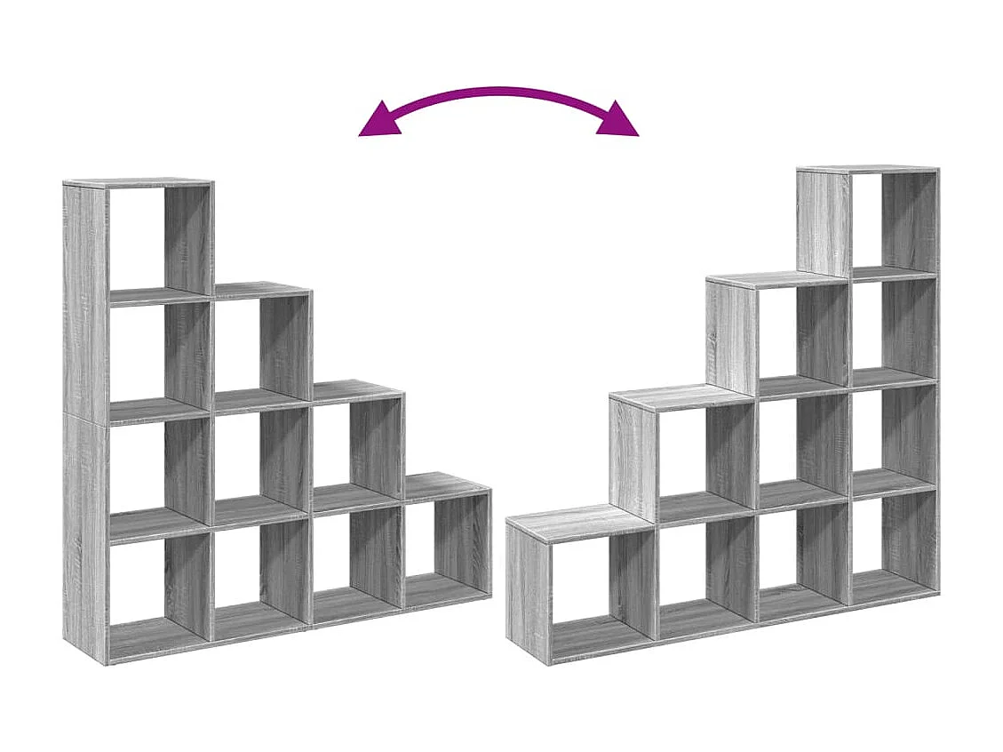 Étagère séparatrice de pièce à 4 niveaux gris béton