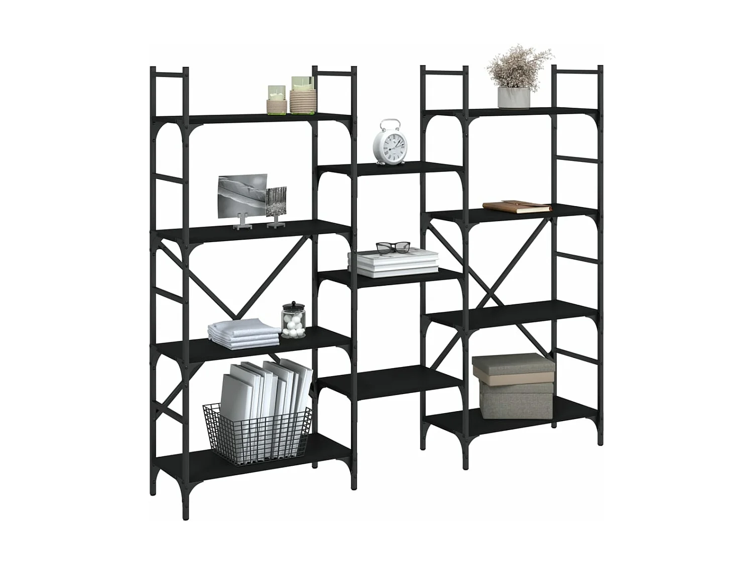 Boekenkast 160x28,5x136,5 cm bewerkt hout zwart