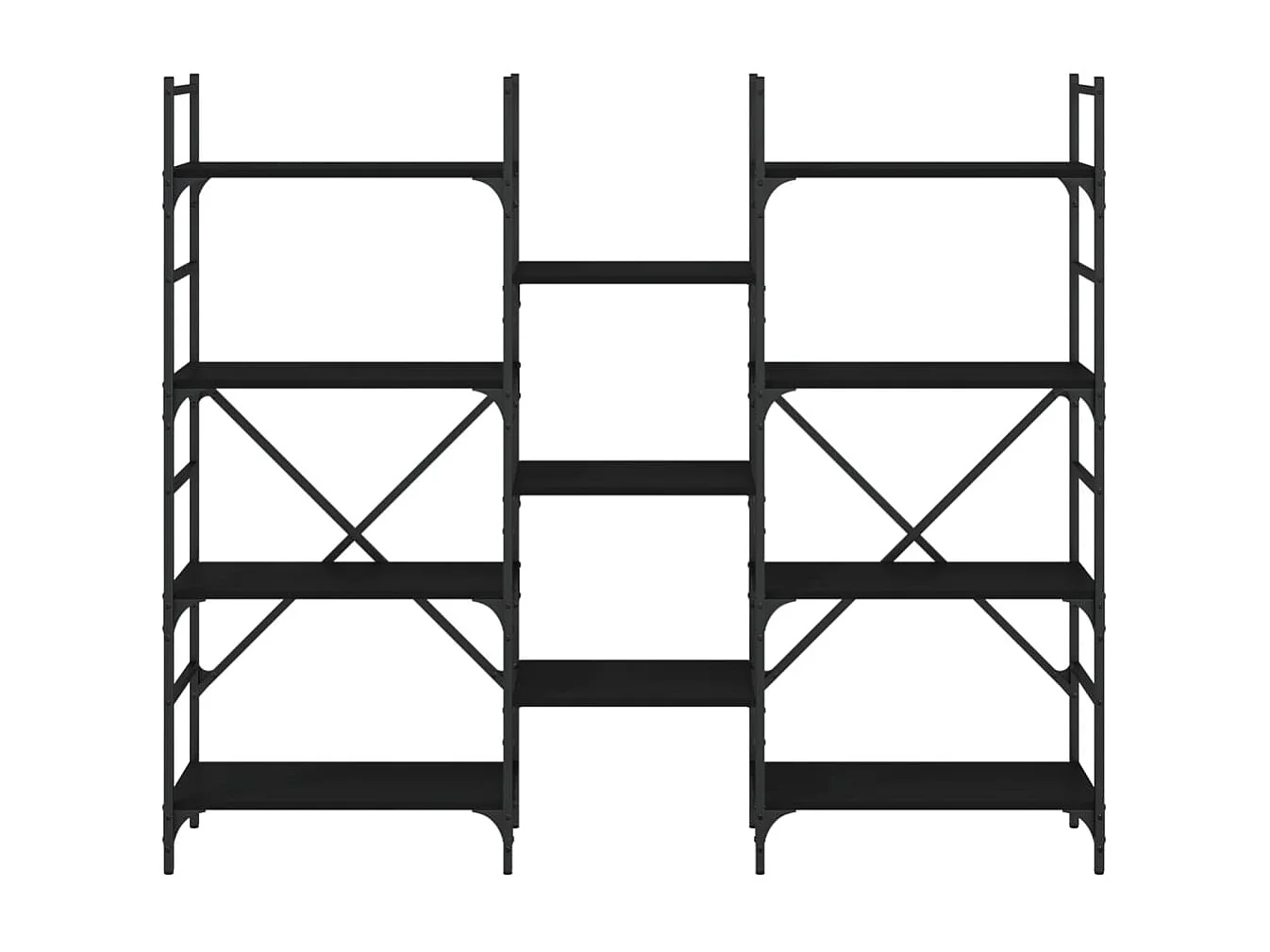Bibliothèque noir 160x28,5x136,5 cm bois d'ingénierie