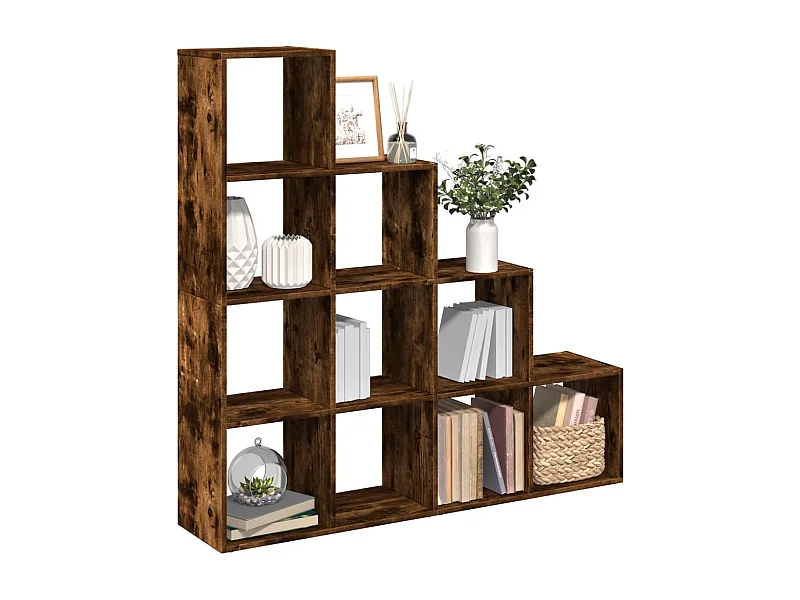 Raumteiler-Bücherregal 4 Stufen Räuchereiche 131,5x29x131,5 cm