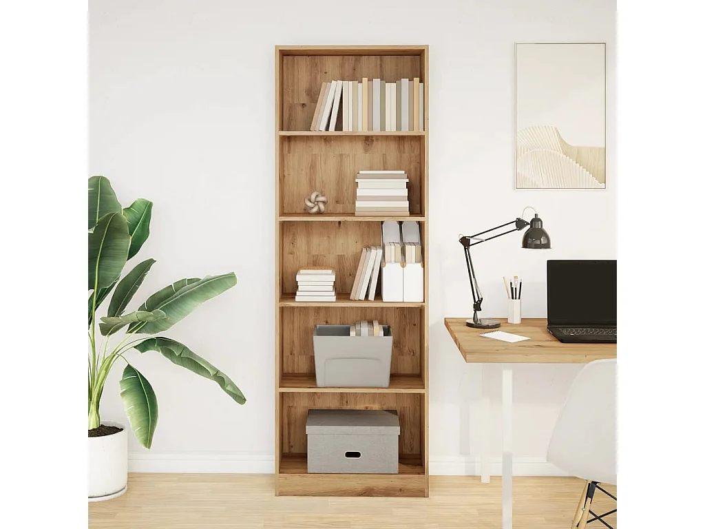 Estantería de madera de ingeniería roble artesanal 60x24x176 cm