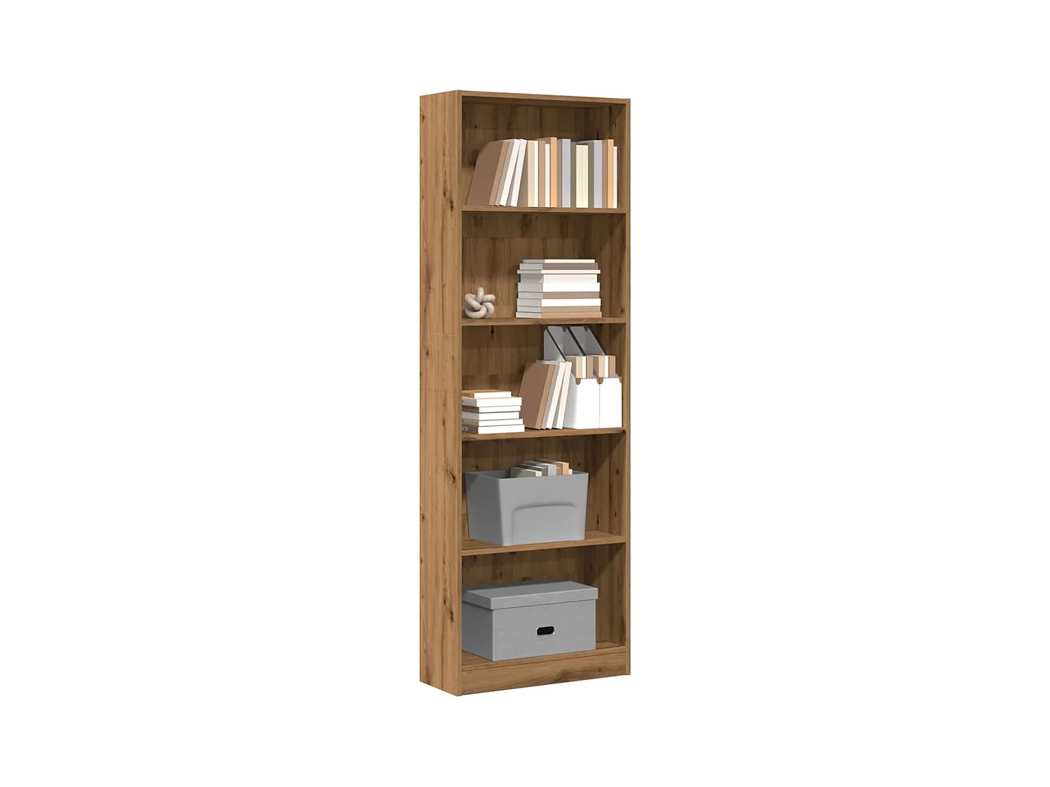 Bibliothèque chêne artisanal 60x24x176 cm bois d'ingénierie