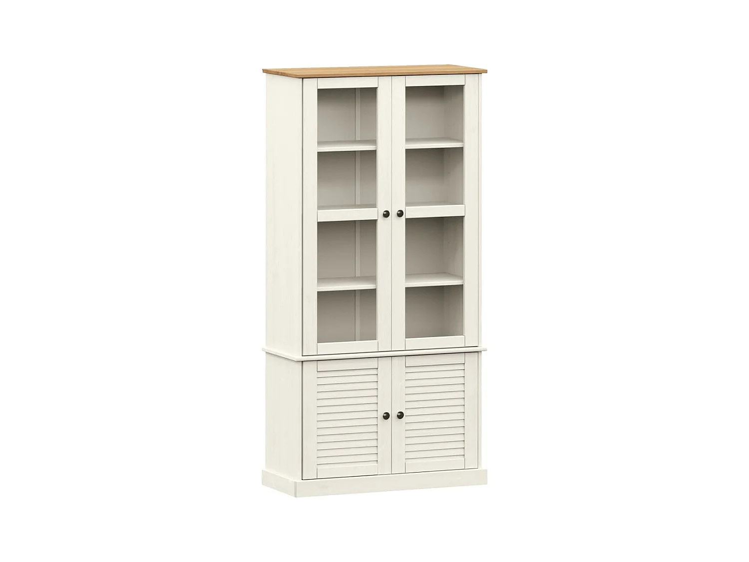 Vitrine en verre VIGO blanc 85x35x170 cm bois massif de pin
