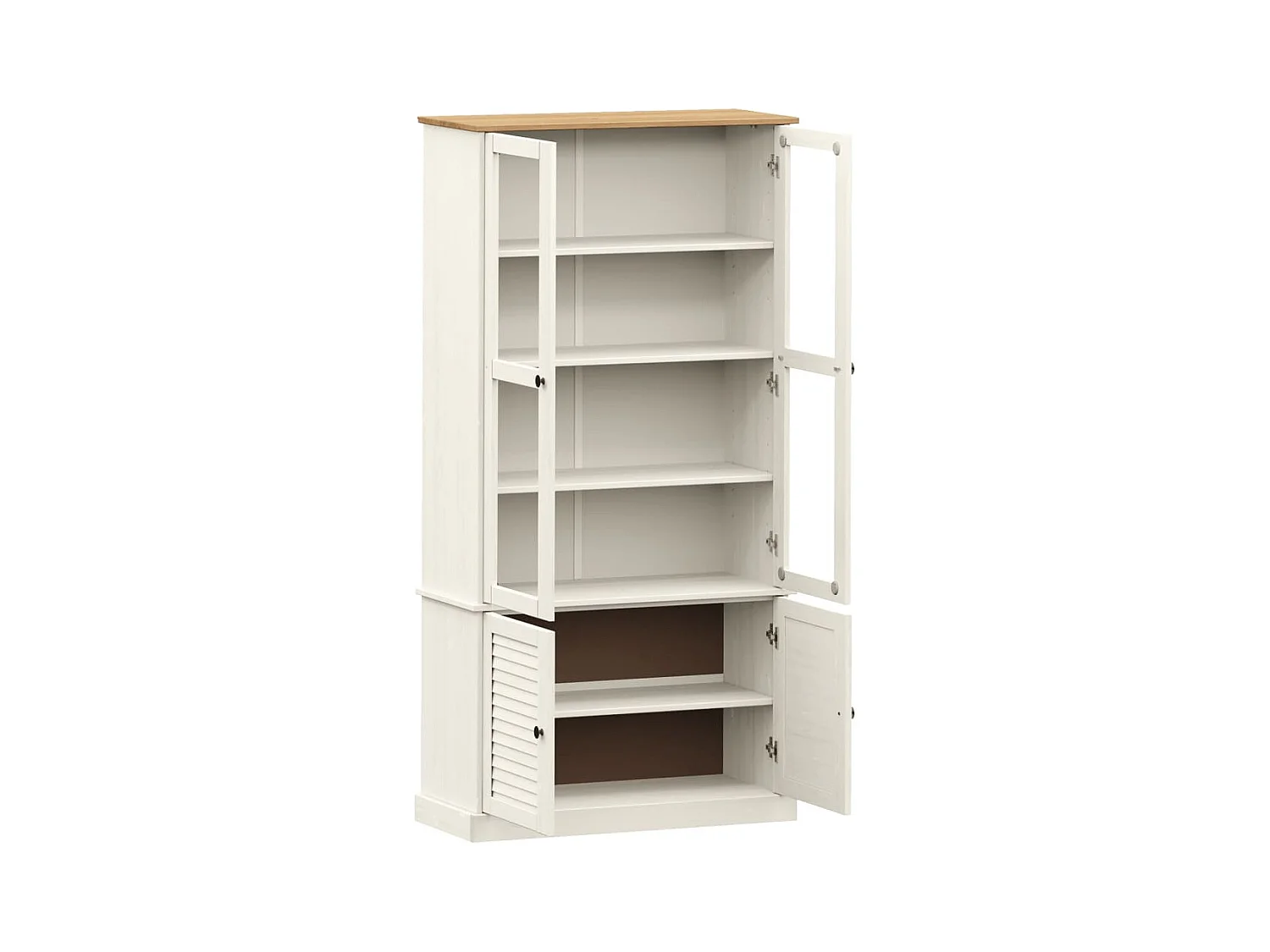 Vitrine en verre VIGO blanc 85x35x170 cm bois massif de pin