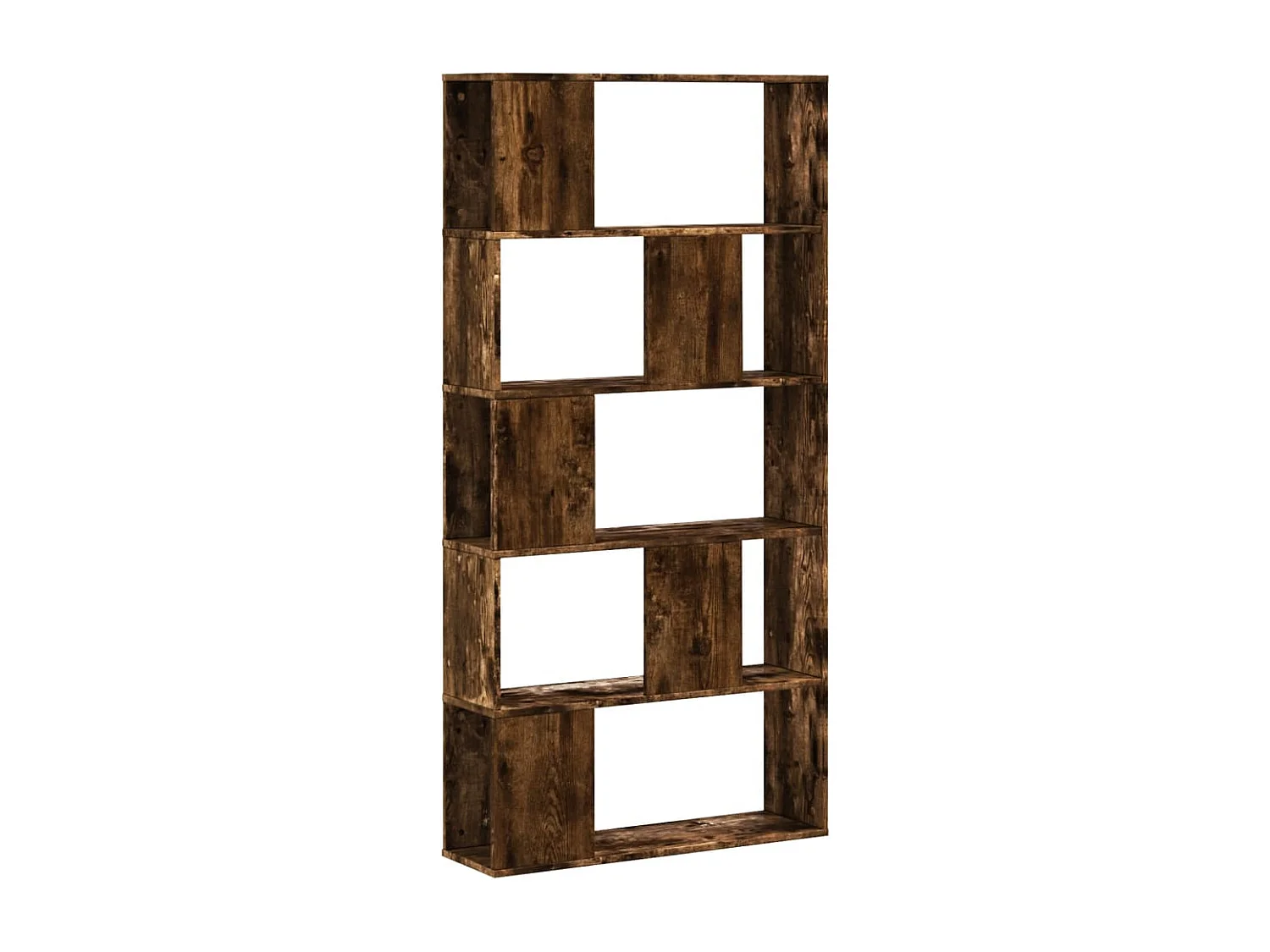 Librería de 5 estantes madera ingeniería roble ahumado