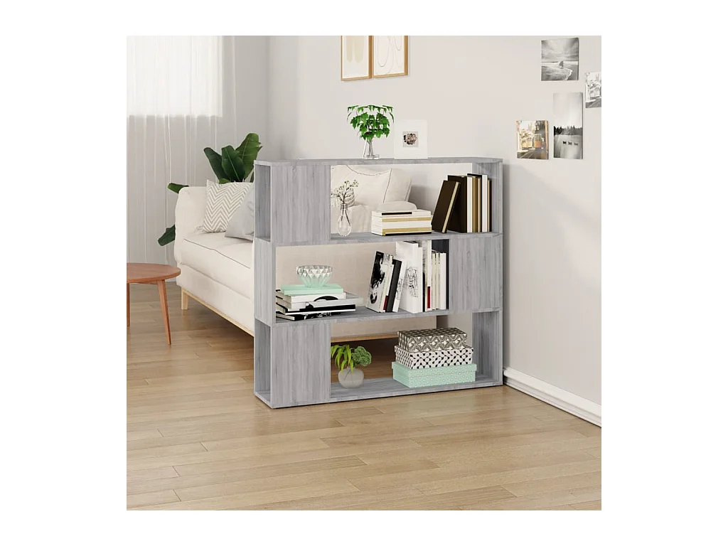 Boekenkast/kamerscherm 100x24x94 cm grijs sonoma eikenkleurig