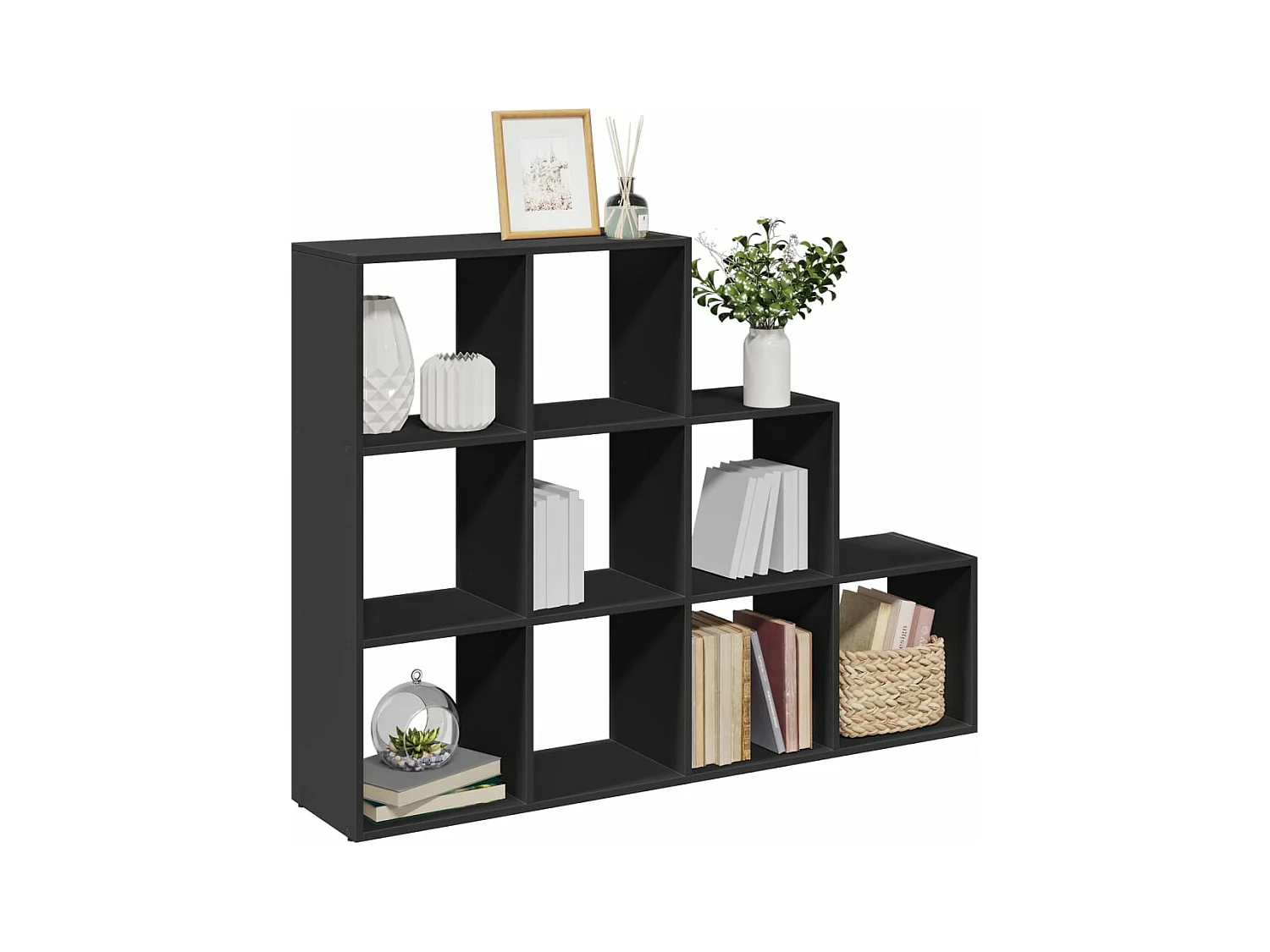 Étagère séparatrice de pièce 3 niveaux noir 137,5x29x103,5 cm