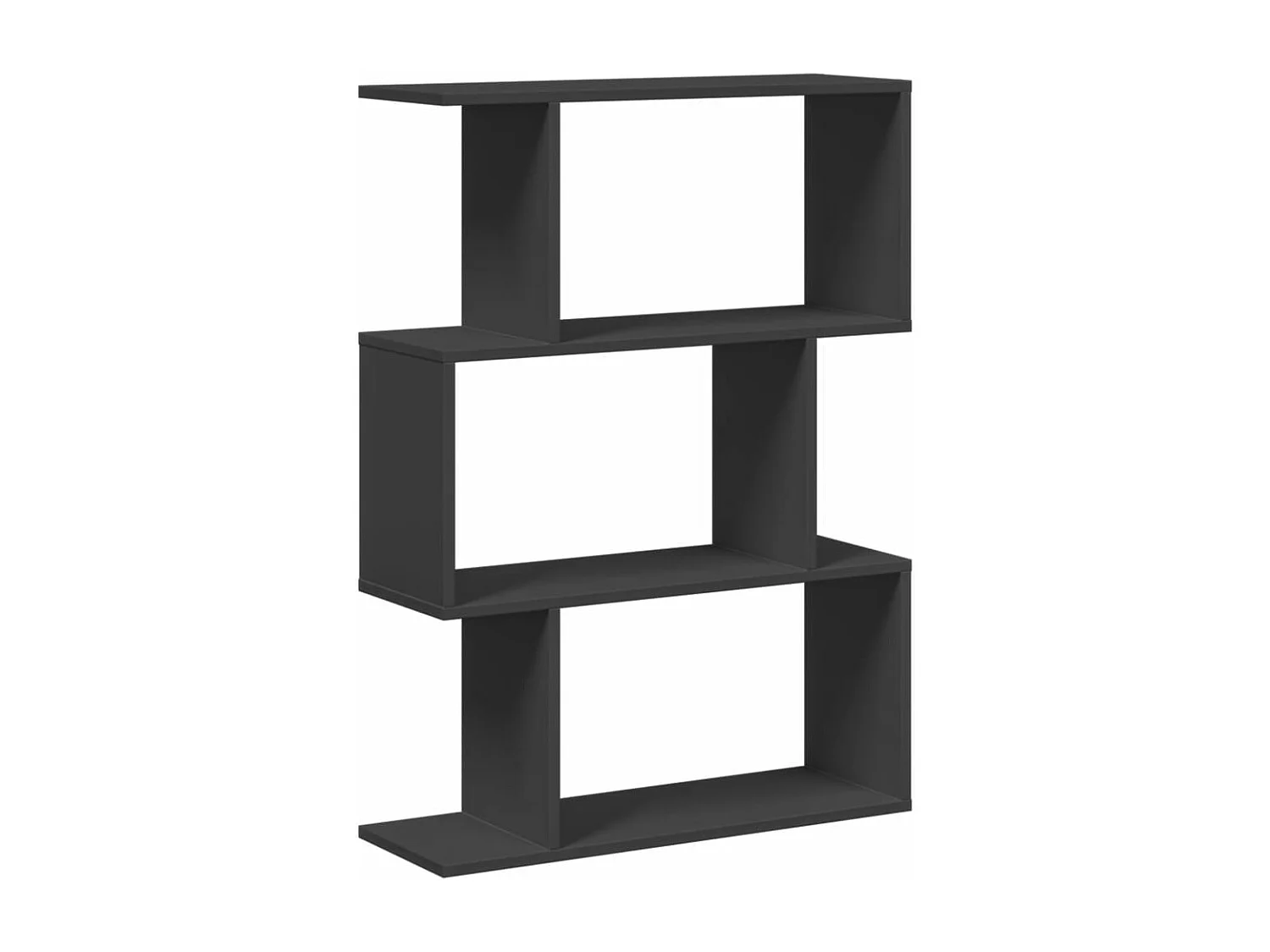 Libreria Divisorio 3 Ripiani Nera 70x24x97 cm in Truciolato