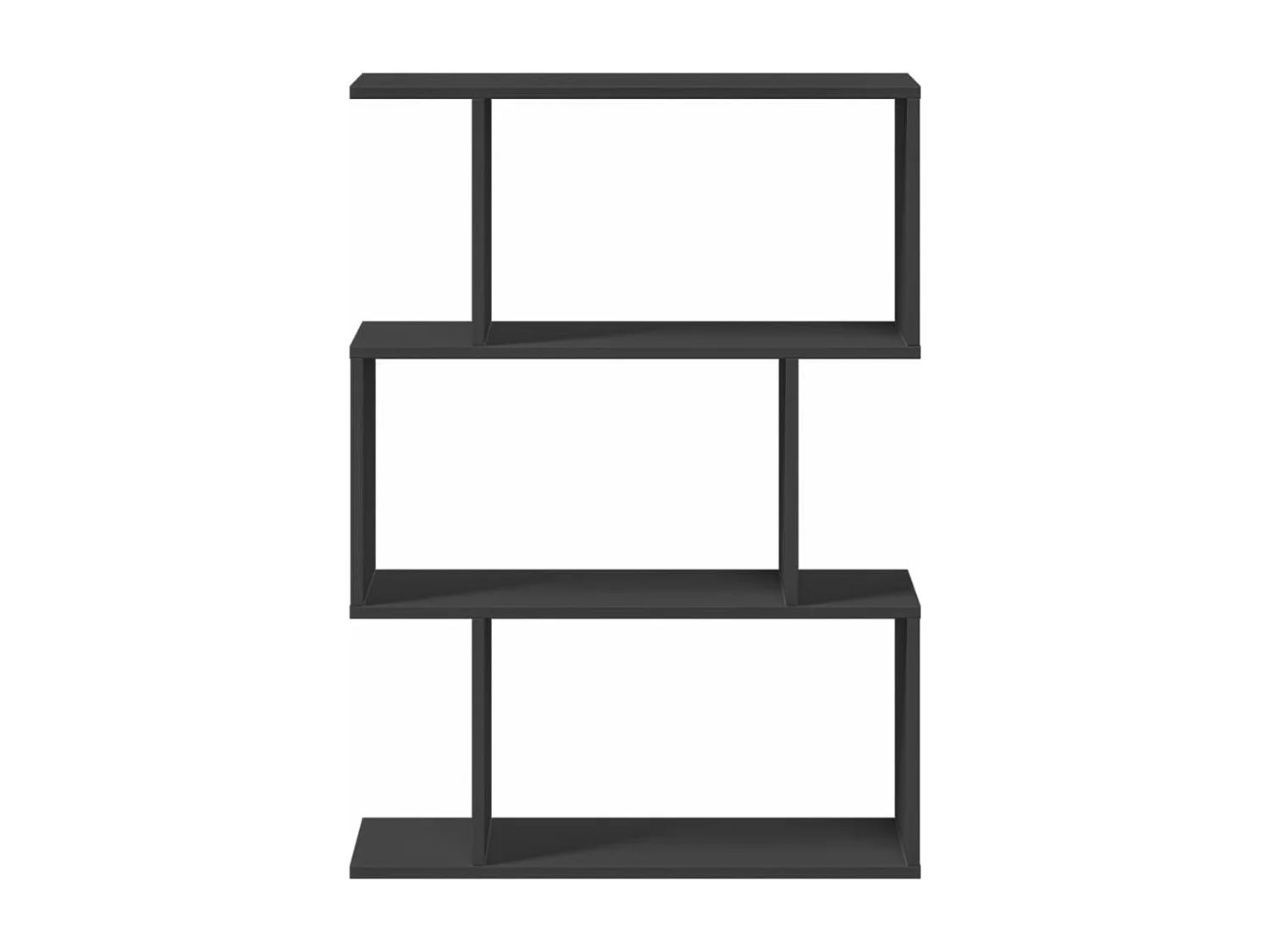 Libreria Divisorio 3 Ripiani Nera 70x24x97 cm in Truciolato