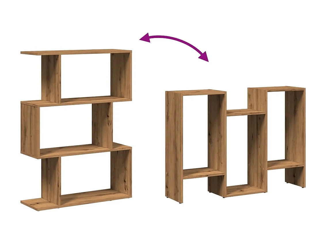 Libreria Divisorio 3 Ripiani Nera 70x24x97 cm in Truciolato