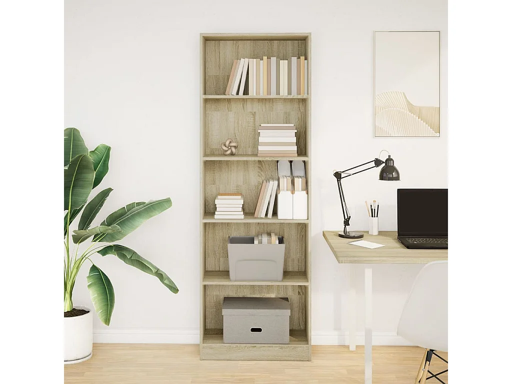 Bibliothèque chêne sonoma 60x24x176 cm bois d'ingénierie