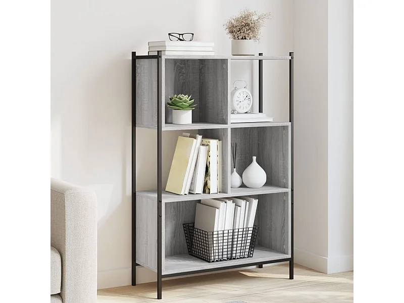 Estantería madera de ingeniería gris Sonoma 72x28x109 cm