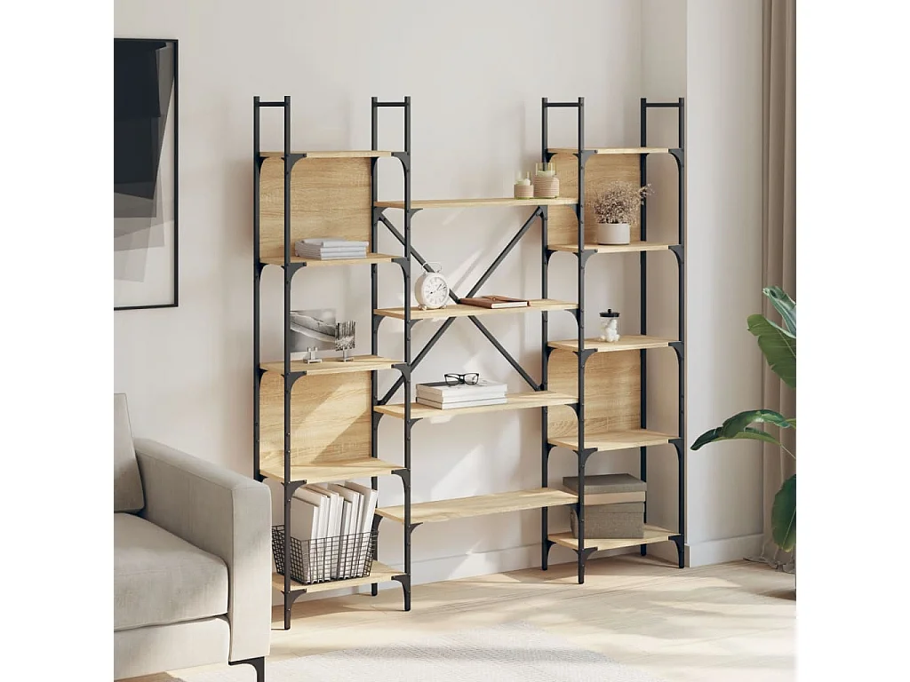 Bibliothèque chêne sonoma 155,5x24x166,5 cm bois d'ingénierie