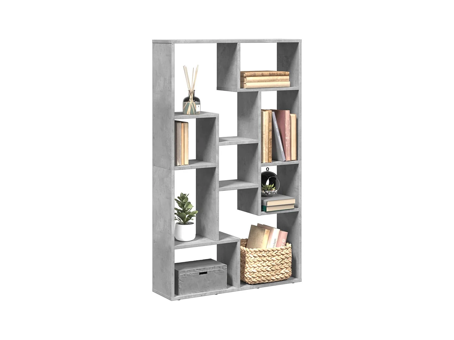 Bibliothèque gris béton 72x20x120 cm bois d'ingénierie