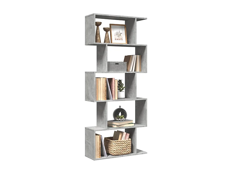 Libreria Divisorio 5Piani Grigio Cemento 70x24x161cm Truciolato