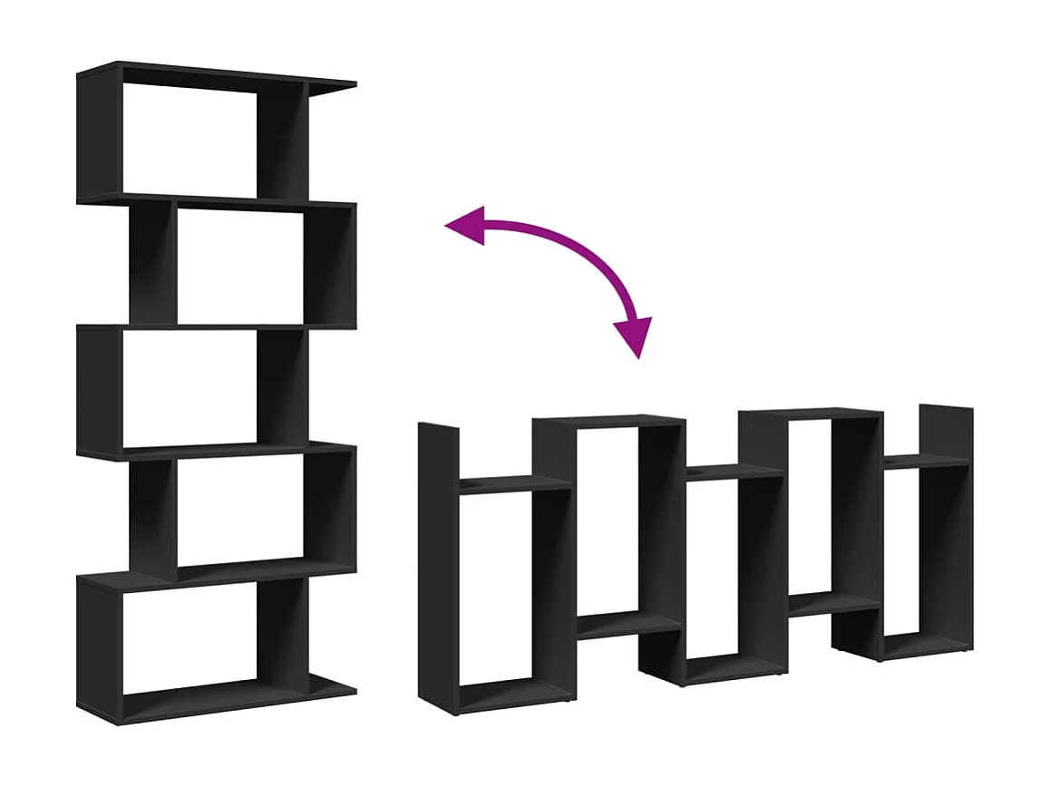Étagère séparatrice de pièce à 5 niveaux gris béton 70x24x161cm