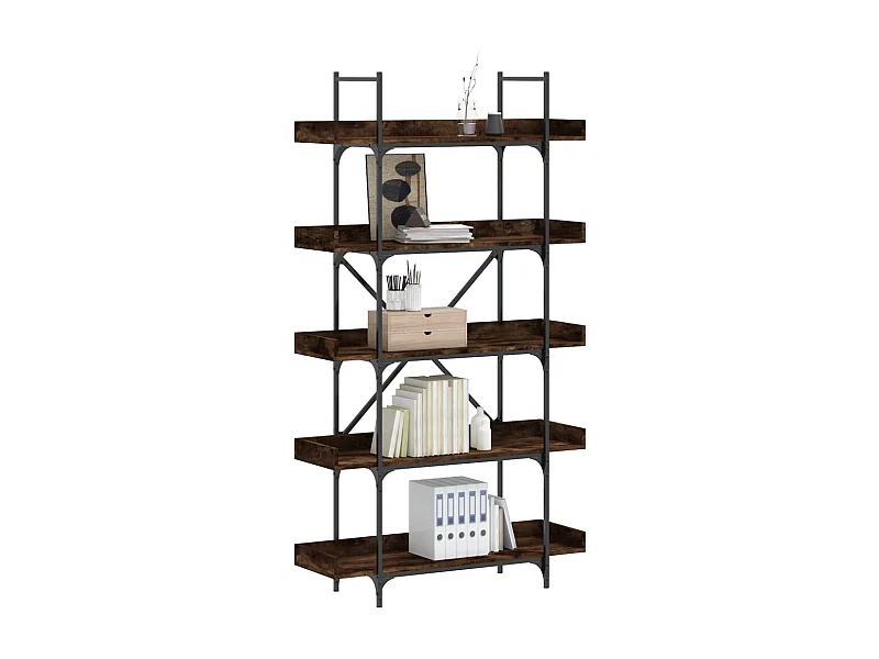 Bibliothèque 5 niveaux chêne fumé 100x33x180,5 cm