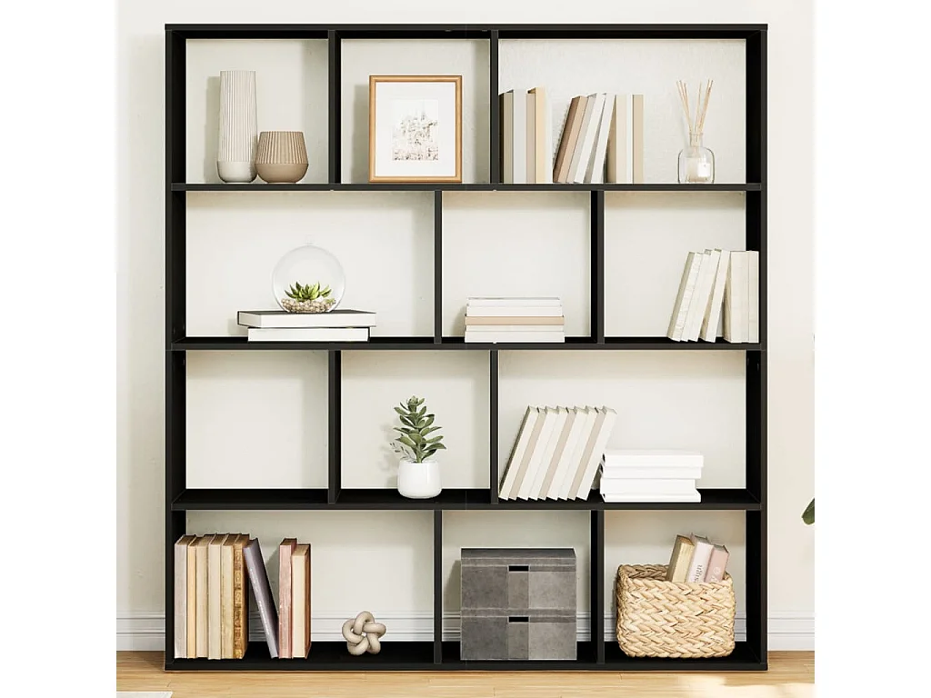 Bibliothèque noir 132x29x141,5 cm bois d'ingénierie