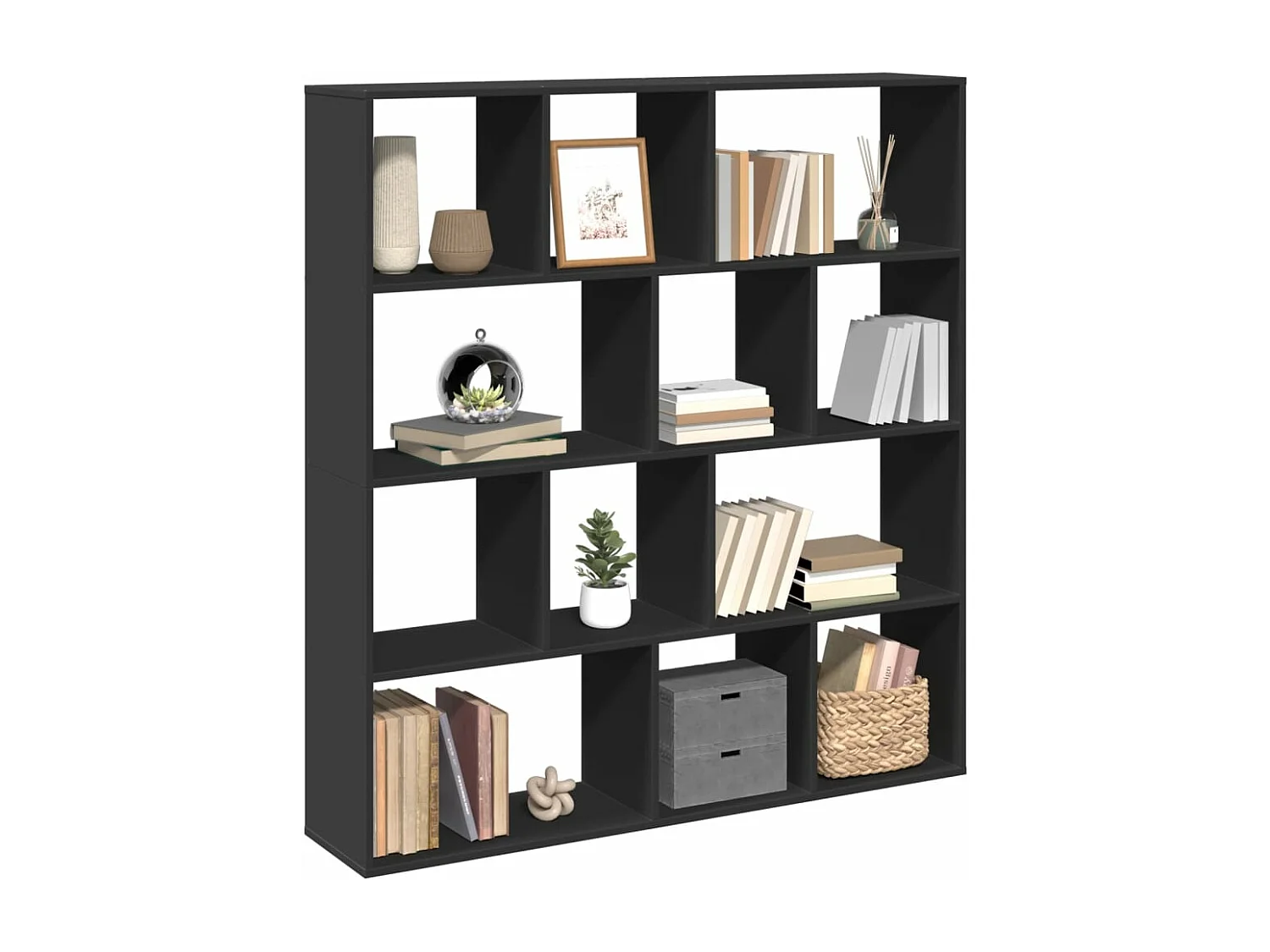 Bibliothèque noir 132x29x141,5 cm bois d'ingénierie