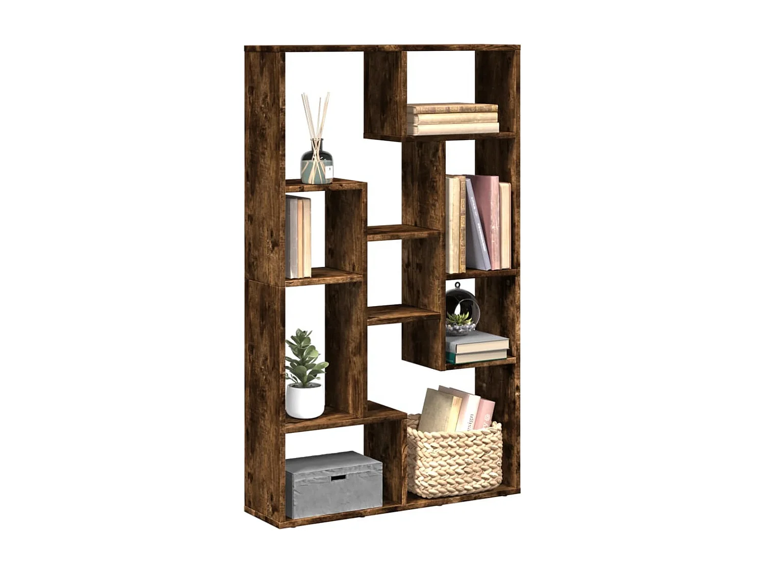 Bibliothèque chêne fumé 72x20x120 cm bois d'ingénierie