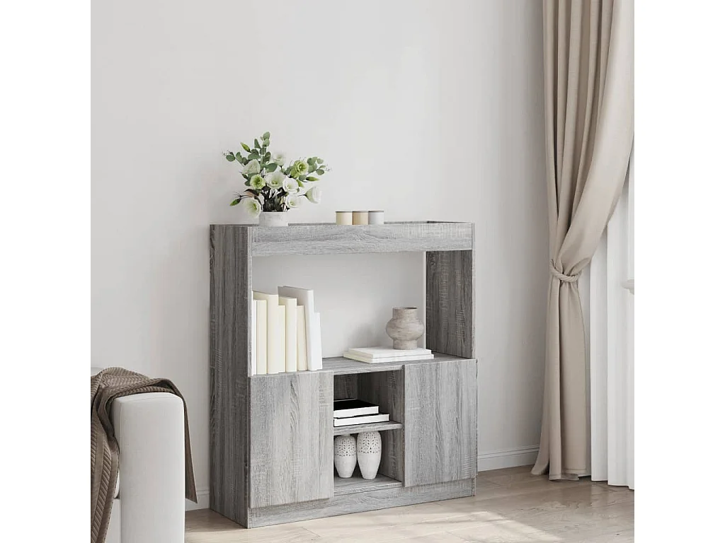 Aparador de madera de ingeniería gris Sonoma 92x33x100 cm