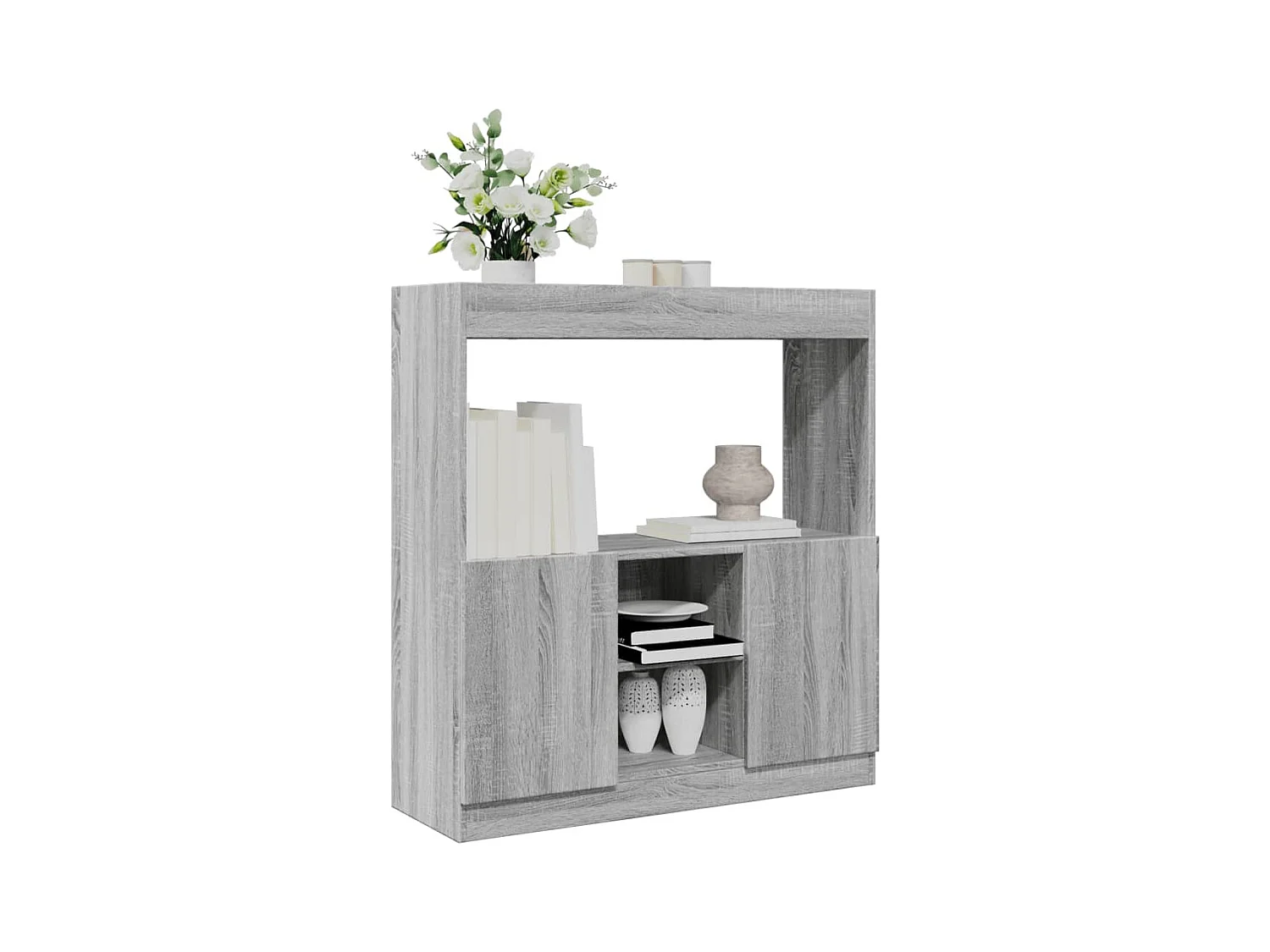 Buffet haut sonoma gris 92x33x100 cm bois d'ingénierie