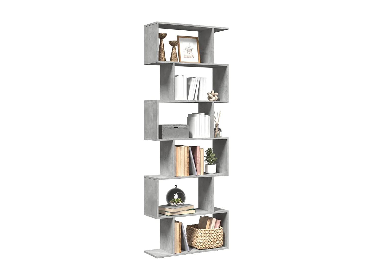 Libreria Divisorio 6Piani Grigio Cemento 70x24x193cm Truciolato