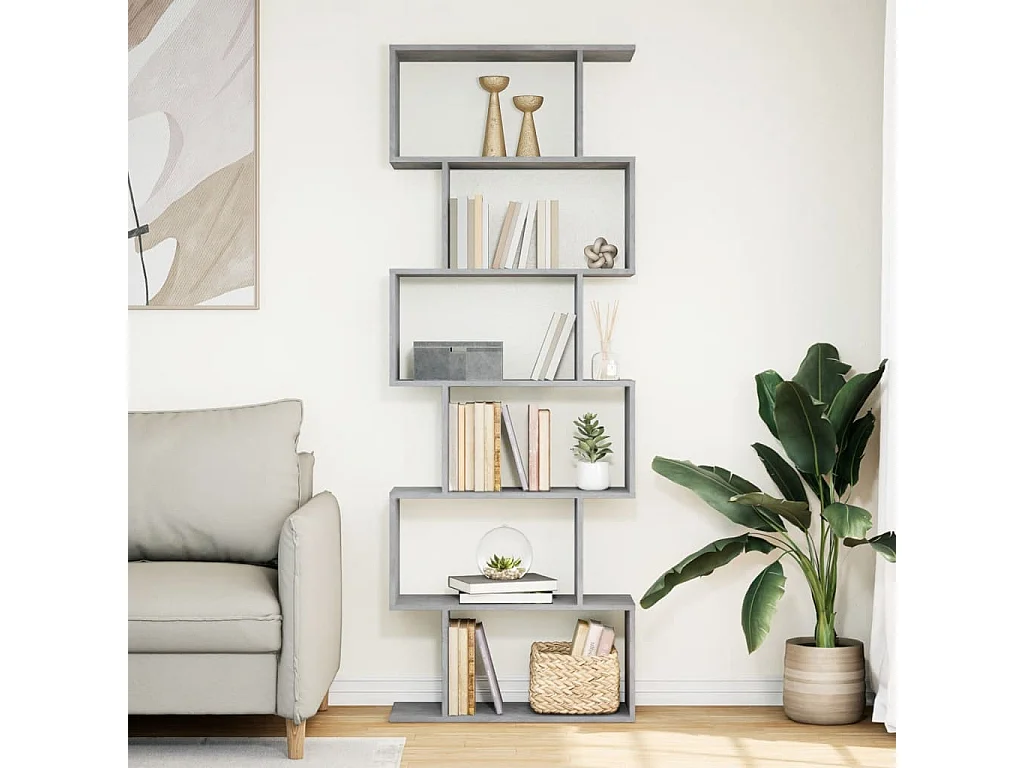 Libreria Divisorio 6Piani Grigio Cemento 70x24x193cm Truciolato