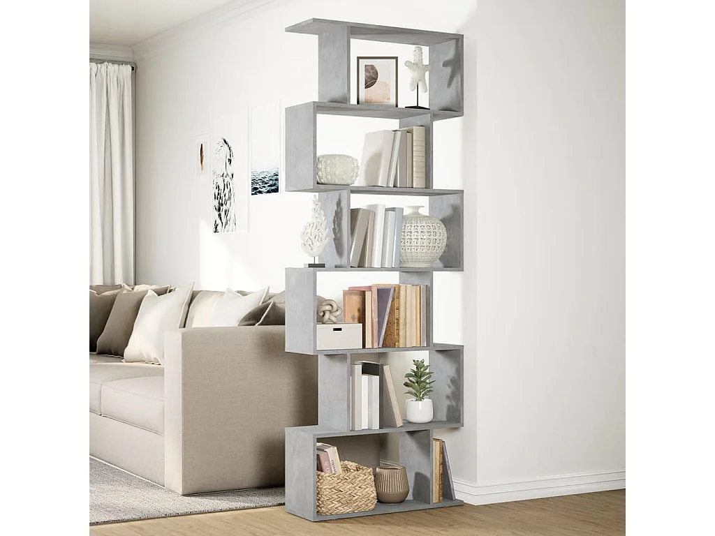 Libreria Divisorio 6Piani Grigio Cemento 70x24x193cm Truciolato