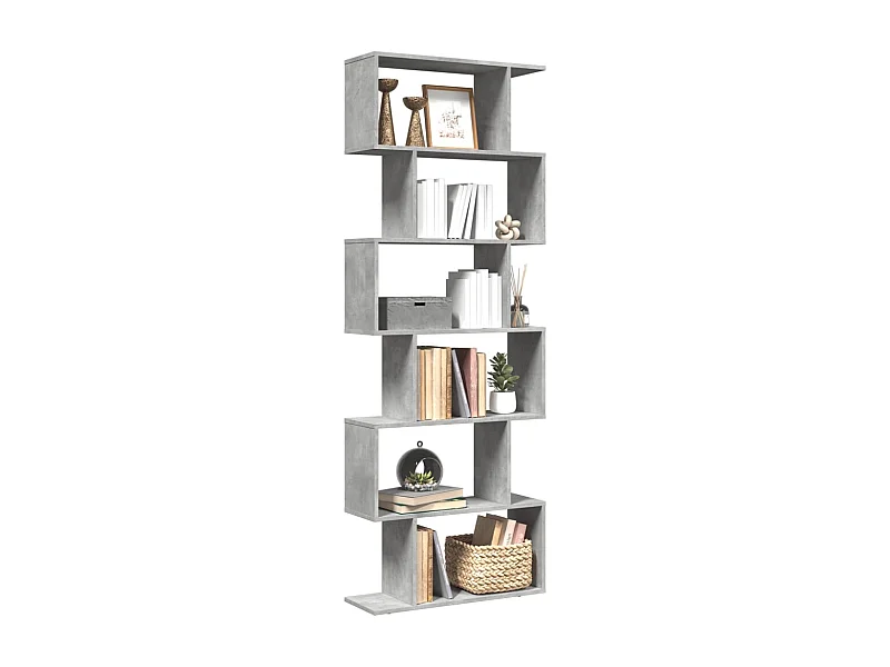 Libreria Divisorio 6Piani Grigio Cemento 70x24x193cm Truciolato