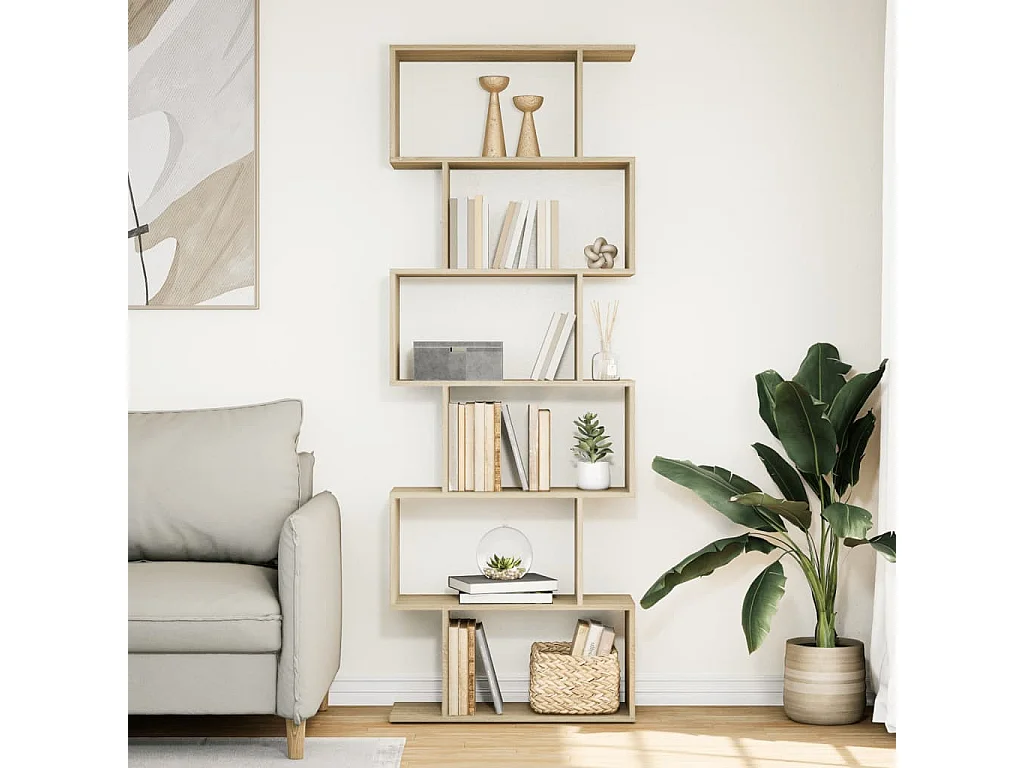 Librería divisora 6 niveles madera roble Sonoma 70x24x193 cm