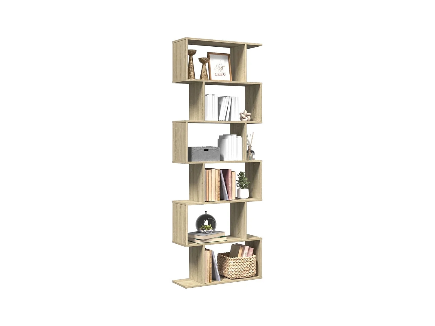 Raumteiler-Bücherregal 6 Etagen Sonoma-Eiche 70x24x193 cm