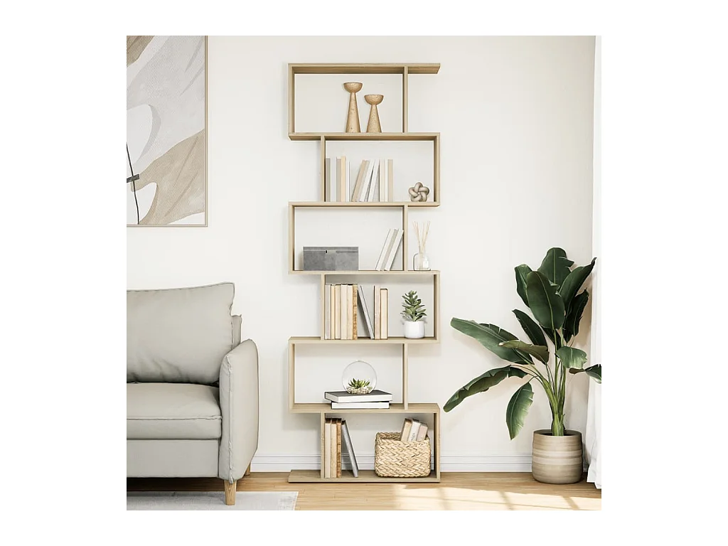 Kamerscherm / boekenkast 6-laags 70x24x193 cm hout sonoma eiken