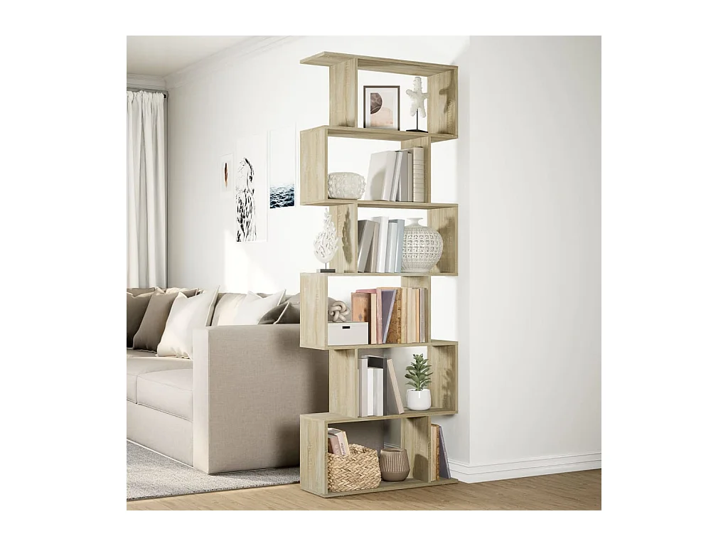 Kamerscherm / boekenkast 6-laags 70x24x193 cm hout sonoma eiken