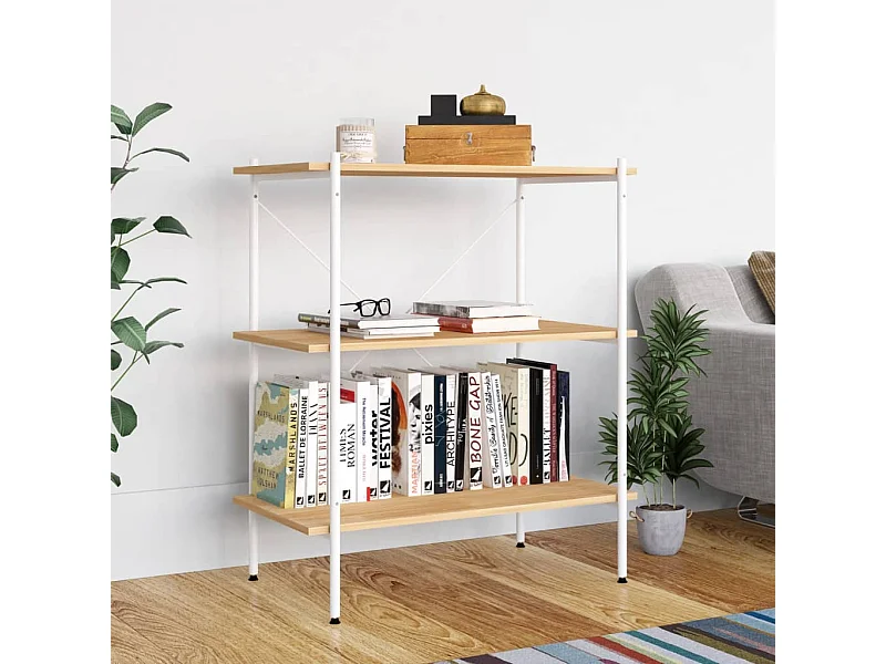 Unidade com 3 prateleiras 80x40x92 cm branco/cor de carvalho