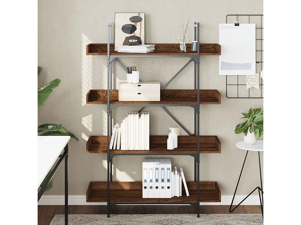 Libreria 4Ripiani Rovere Marrone 100x33x145,5 Legno Multistrato