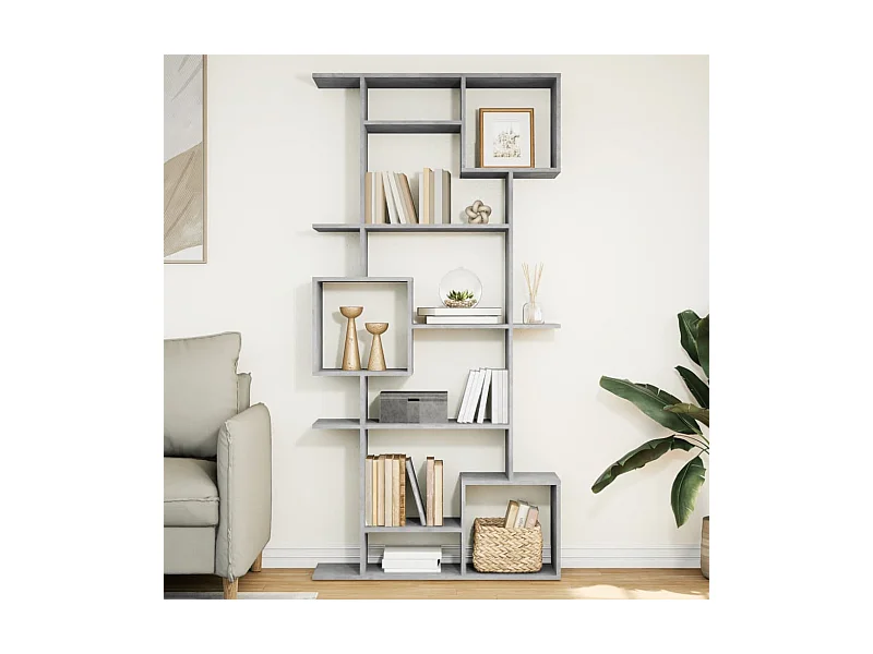 Bibliothèque gris béton 92x29x188 cm bois d'ingénierie