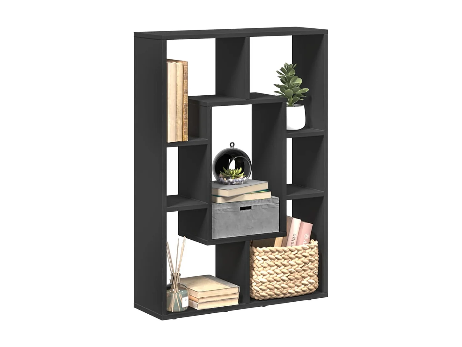 Bibliothèque noir 63x20x90 cm bois d'ingénierie