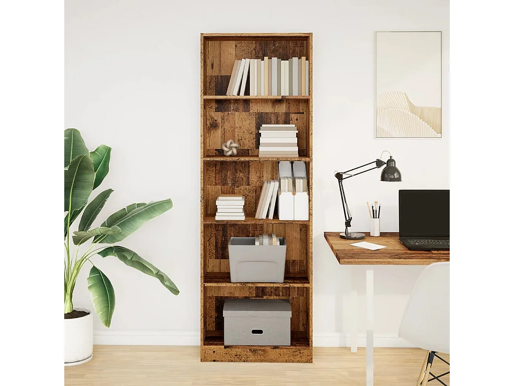 Bibliothèque vieux bois 60x24x176 cm bois d'ingénierie