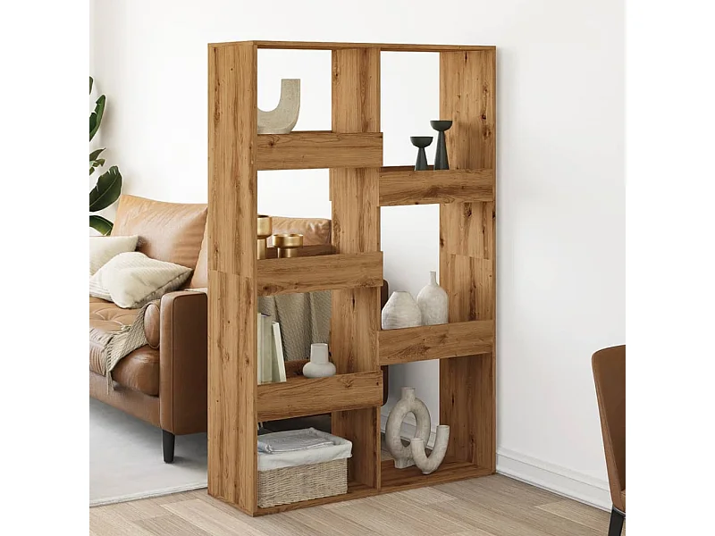 Kamerscherm 100x33x155,5 cm bewerkt hout artisanaal eikenkleur