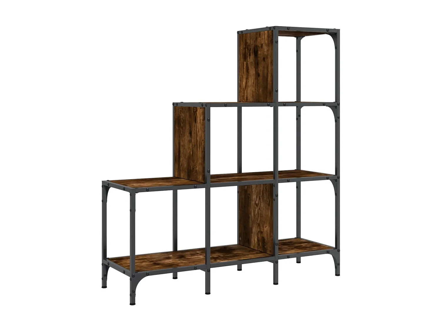 Bibliothèque chêne fumé 92x30x102 cm bois d'ingénierie et métal