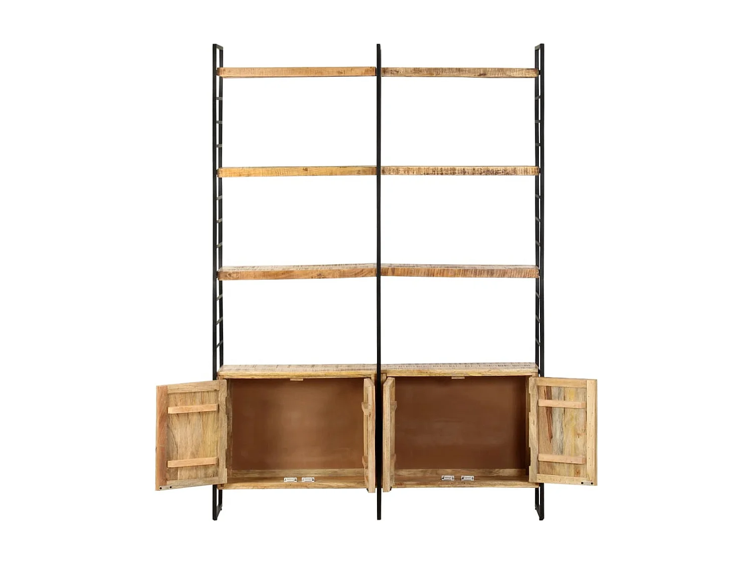 Bibliothèque à 4 niveaux 124x30x180 cm Bois de manguier brut