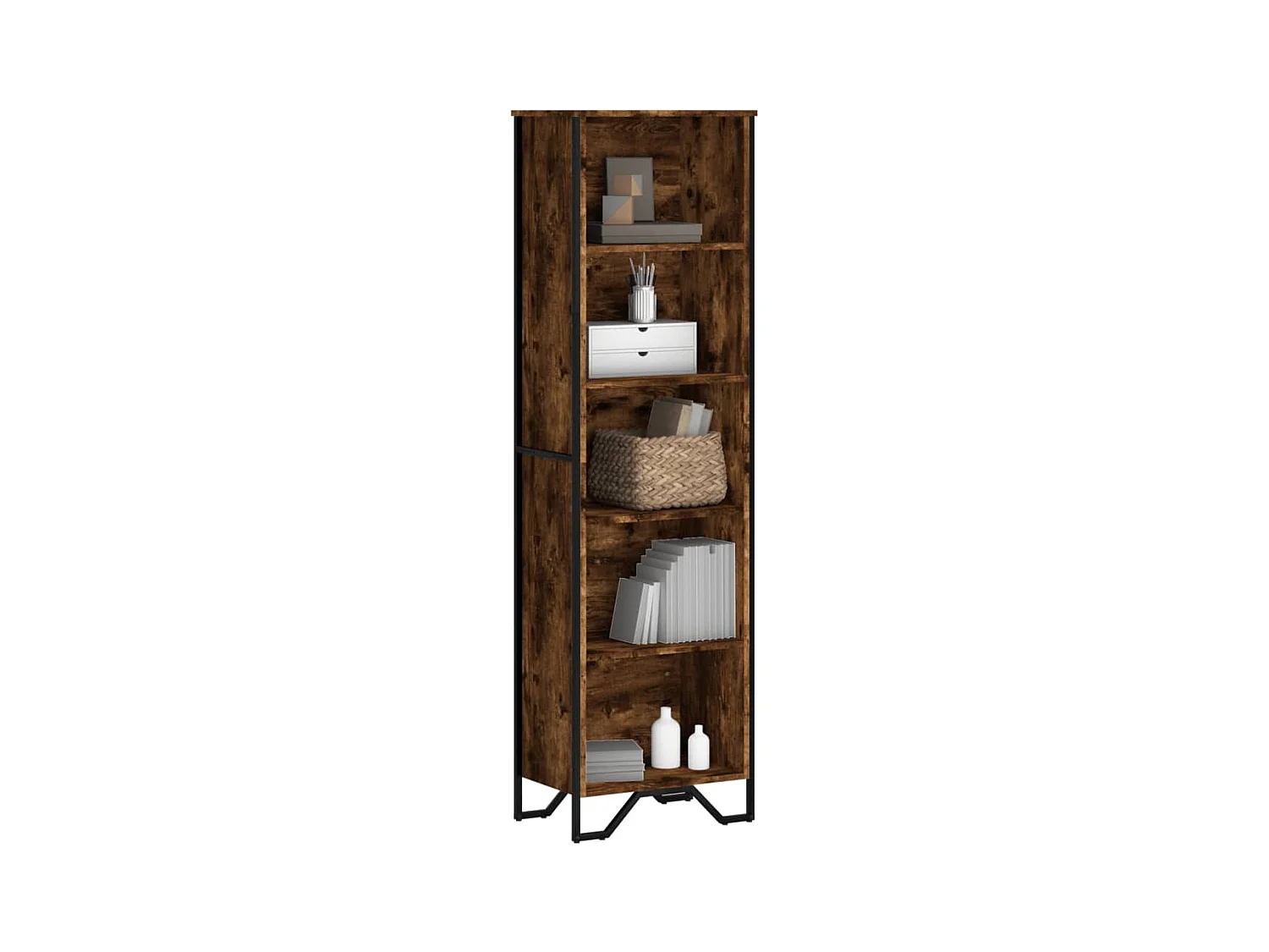 Libreria Rovere Fumo 50x31x169 cm in Legno Multistrato