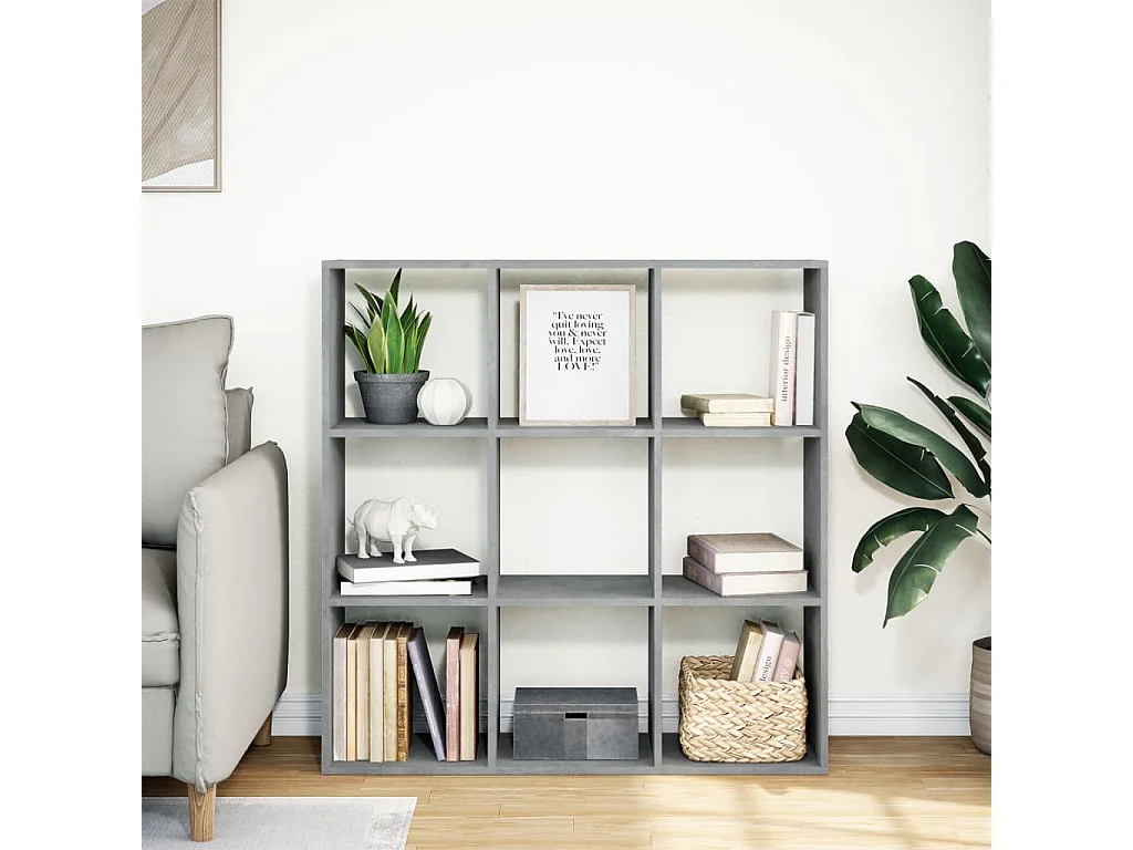 Raumteiler-Bücherregal Betongrau 102x29x103,5 cm Holzwerkstoff